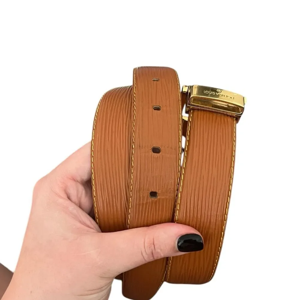 Louis Vuitton Brown Belt with Gold Buckle